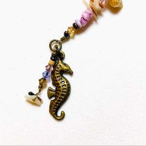 Artisan Lilac Purple Seahorse and Shell Tropical Bracelet